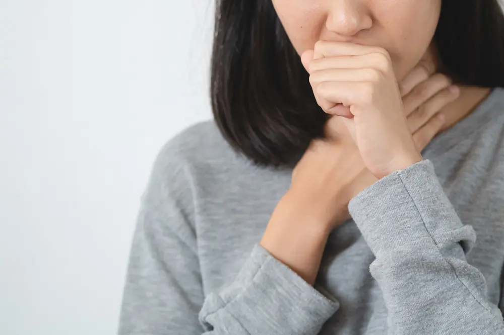 Close-up of Female asian have a flu